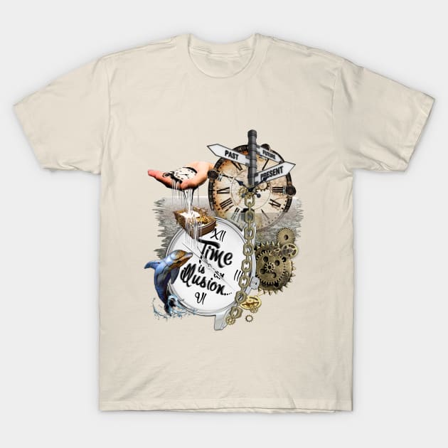 Steampunk-Clock Time Illusions Art T-Shirt by Just Kidding by Nadine May